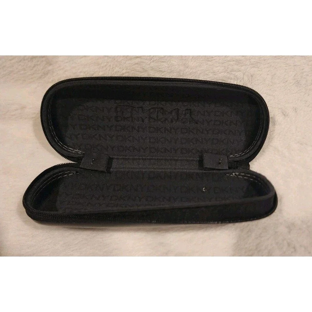 DKNY Eyeglass Case Semi-Hard With Zip Opening Black With Logo